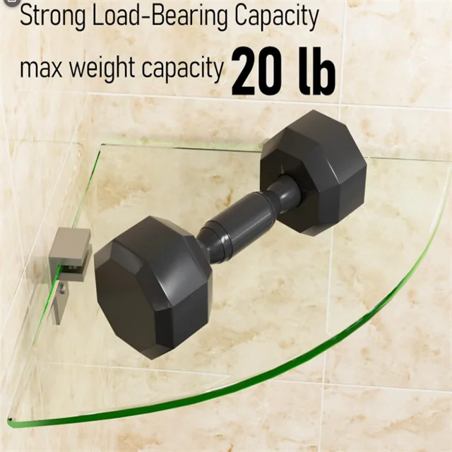 Glass Corner Shower Shelf, Tempered Glass Shelf Wall Mount, Shower Ball Bag Organizer, Bathroom Corner Glass Shelf