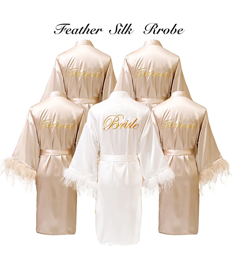 Satin Bride Bridesmaid Bridal Robe Lightweight Customization Stock Gift