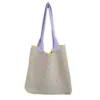 Square grids bag - purple yellow