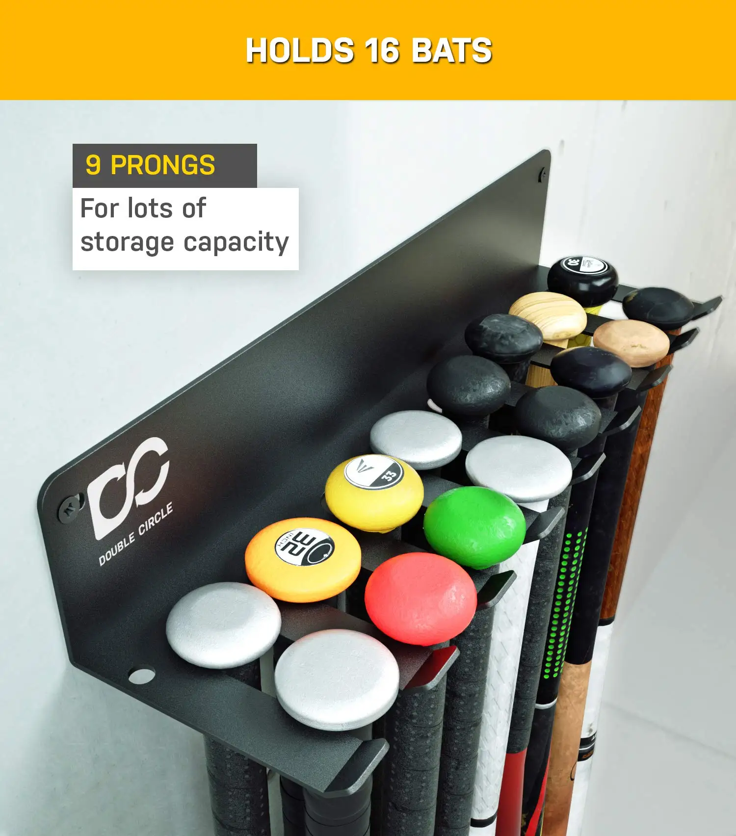 Jhmech Wall Mountc Baseball Bat Rack For Home Field Storage Hardware