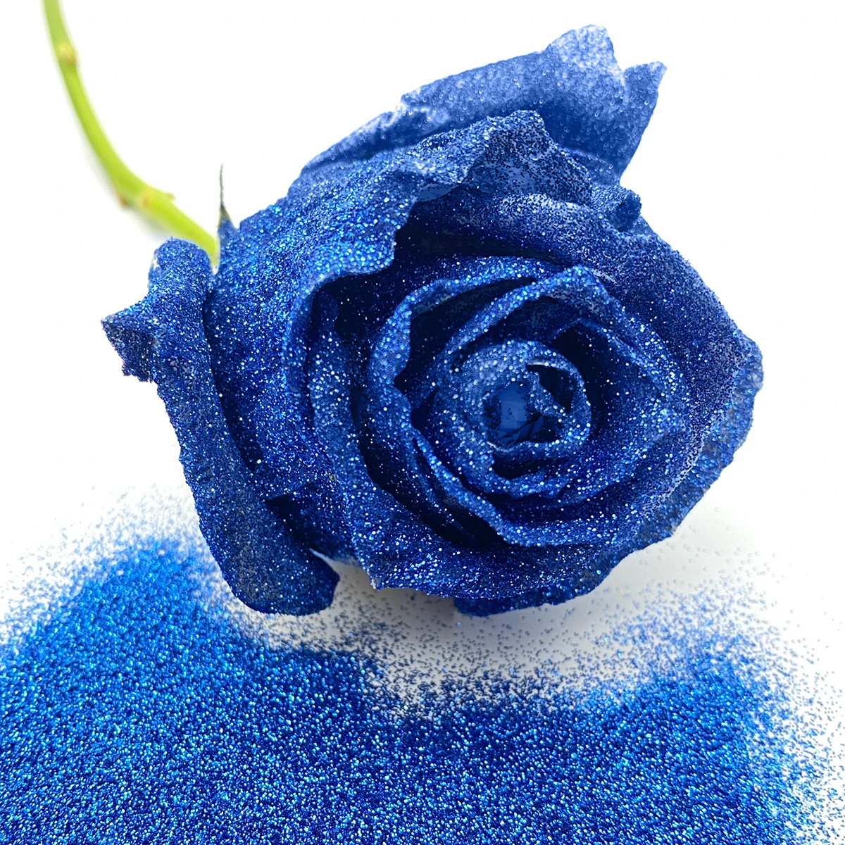 Blue Roses Flower Glitter Blue Fresh Roses Flower glitter powder for Wedding Festival Home Indoor Decor