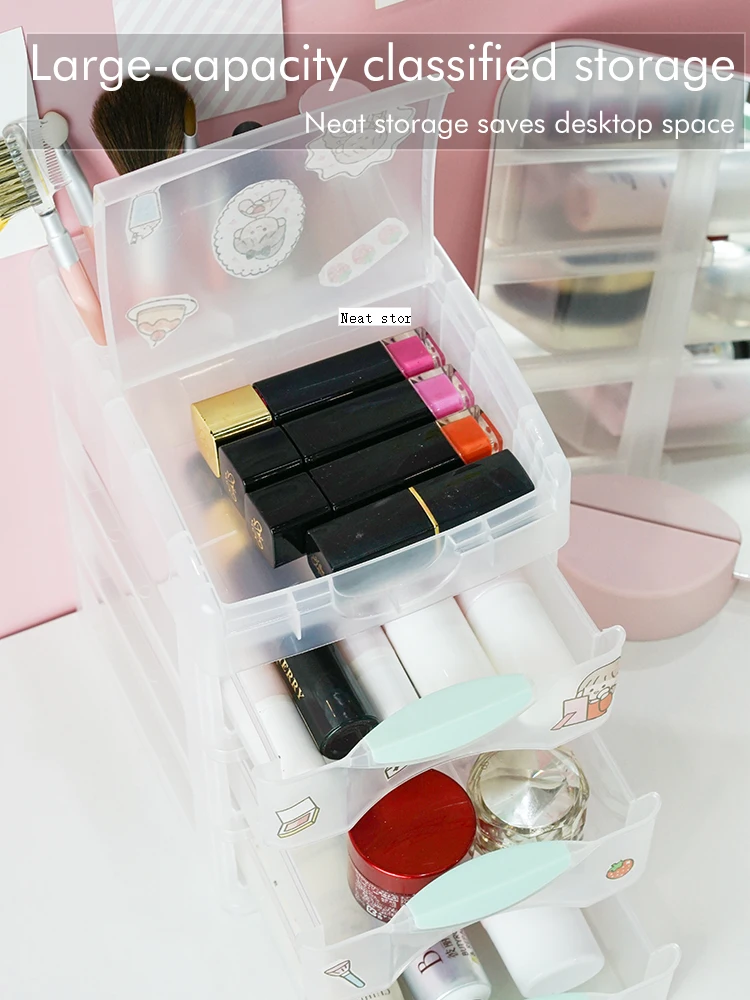 ITEM NO.5203BZ Wholesale 2/3/4 Layers Desktop Drawer Organizer Plastic Jewelry Makeup Stationery Cosmetics Organizer Storage Box manufacture