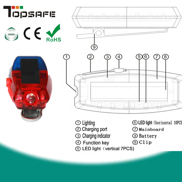 LED Flashing Shoulder Light Waterproof Warning Signal Lamp
