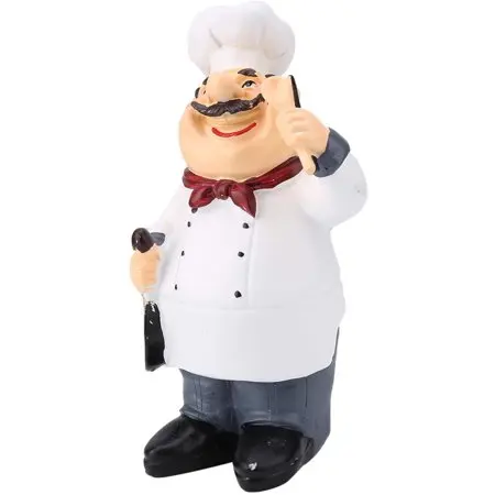 Holding Cooking Menu Chalkboard Resin Chef Figurine Kitchen Decor