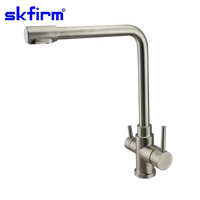 Kitchen Faucet 360 Degree Swivel Stainless Steel Kitchen Sink Faucet Dual Handle Hot and Cold Mixer 