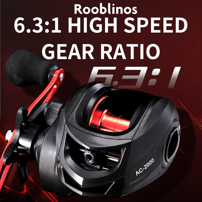 ルーブリノス超格安ベイトキャスティングリールAC2000レッドブルー