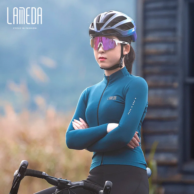 LAMEDA personnalisé de haute qualité, tissu italien Sublimation à manches  longues, veste de vélo de route chaude molletonnée Waer coupe-vent de