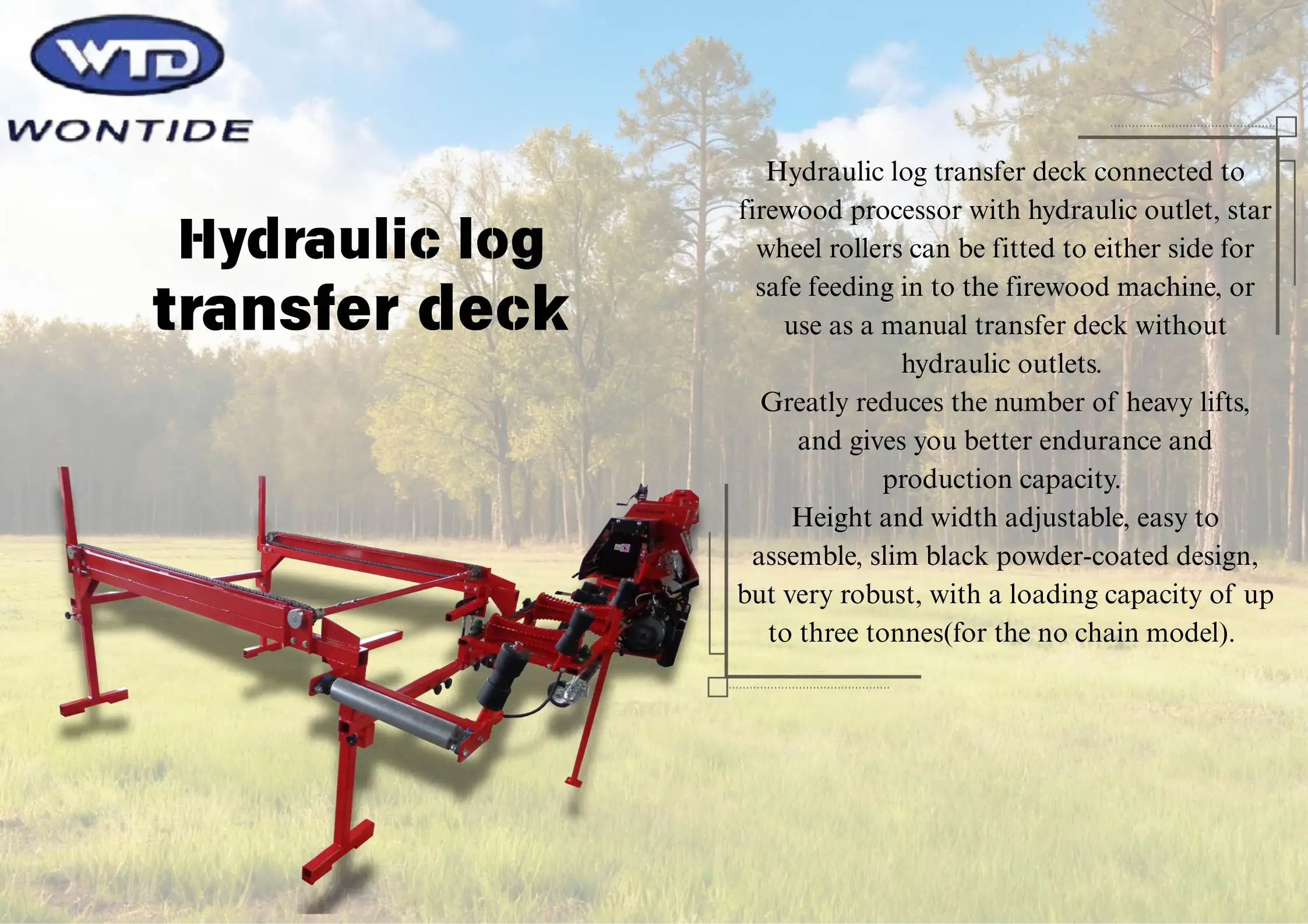 Hot Sale Hydraulic Wood Log Transfer Deck for Wood Processor