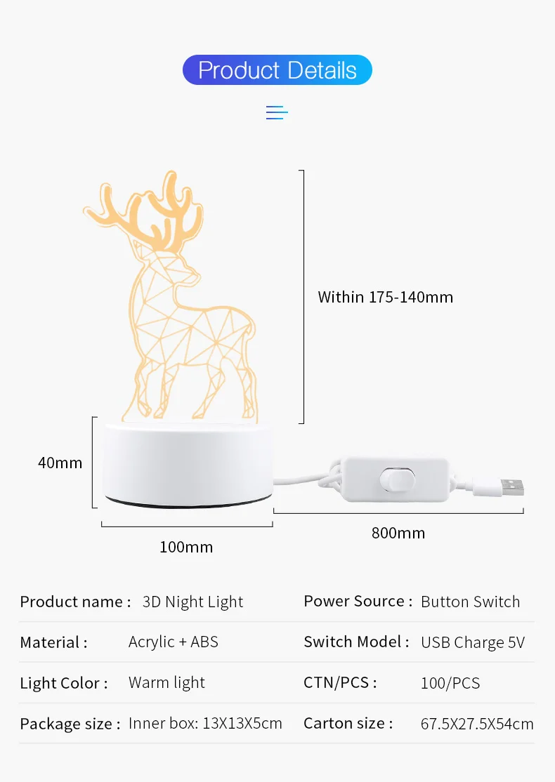 Wholesale 3D Creative Cartoon Acrylic Night Lights Optical Illusion Lamps Acrylic LED Night Lamps Light manufacture