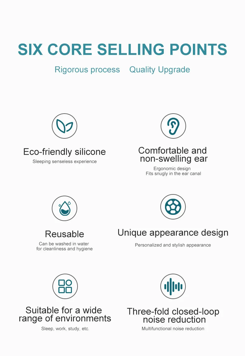 CE Certified Silicone Earplugs with Custom Logo Safety Noise Reduction Accessories for Sleep Swim Soundproof Hearing Protection