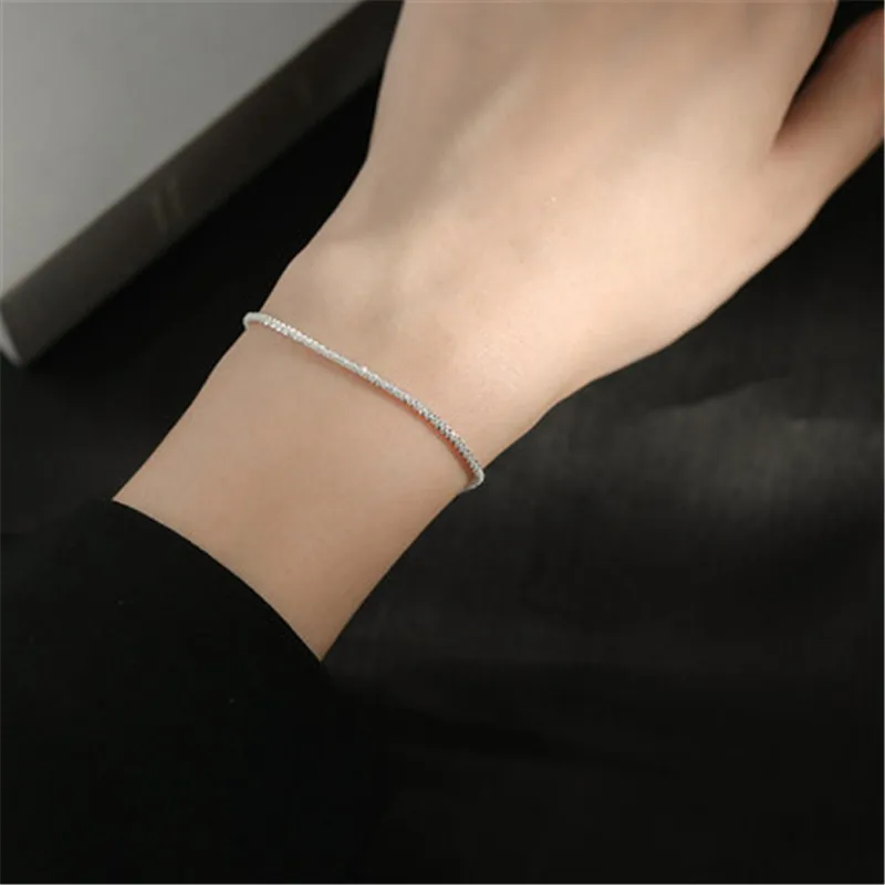 2021 Popular Silver Colour Sparkling Clavicle Chain Choker Necklace Collar  For Women Fine Jewelry Wedding Party Birthday Gift