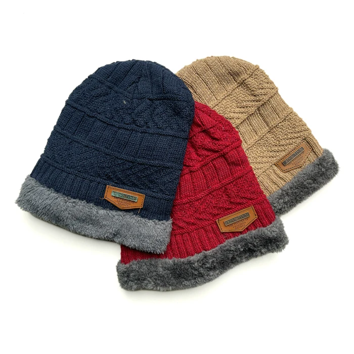 Z34 Soft Thicken Wool Ski Hat Men Warm Hats Neck Winter Wool Hat Set ...