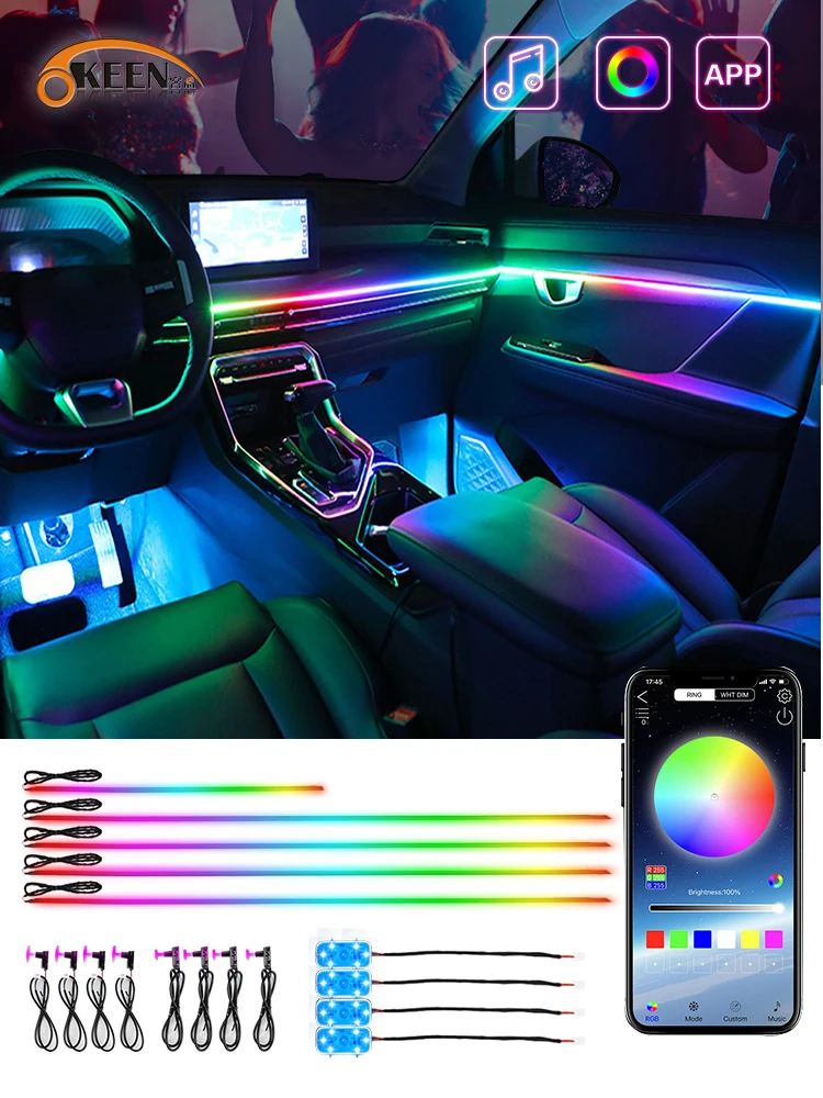 Keen 2023 New 18 In 1 Acrylic Ambient Light Rgb Color Chasing Car