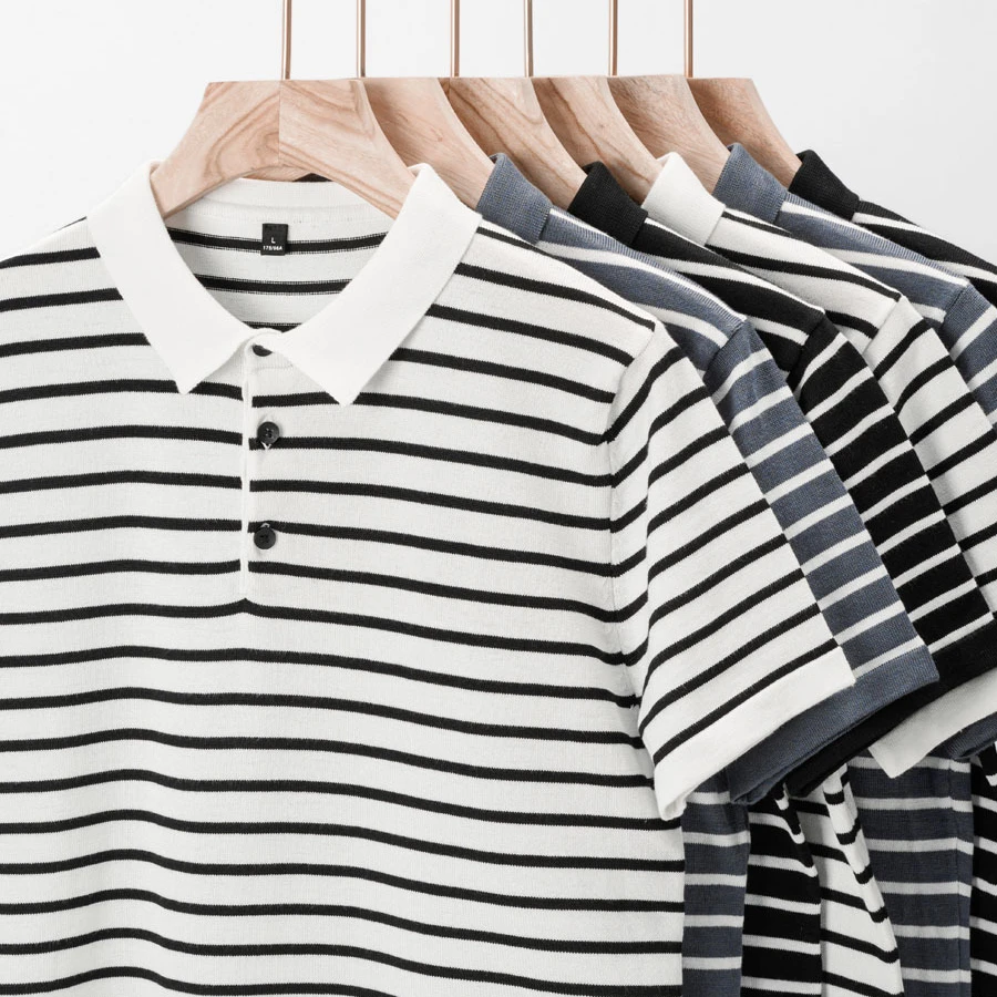 MT2367 Summer New Arrivals Custom 4XL Turn Down Collar Stripe Plus Size  Unisex Polo TShirt Men's Polos Shirts