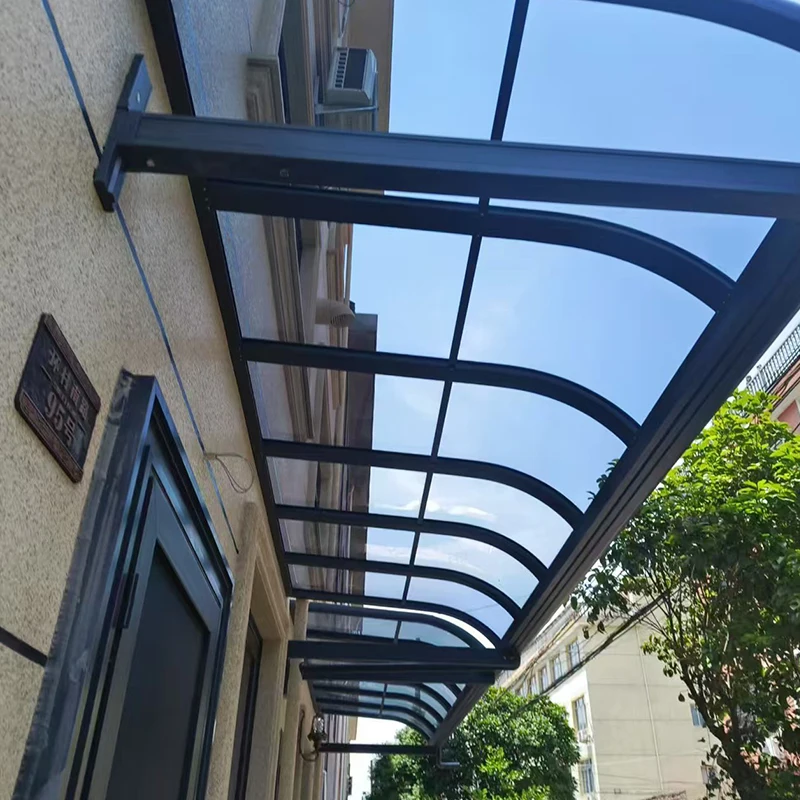 定制尺寸的豪华聚碳酸酯板雨棚，带铝合金框