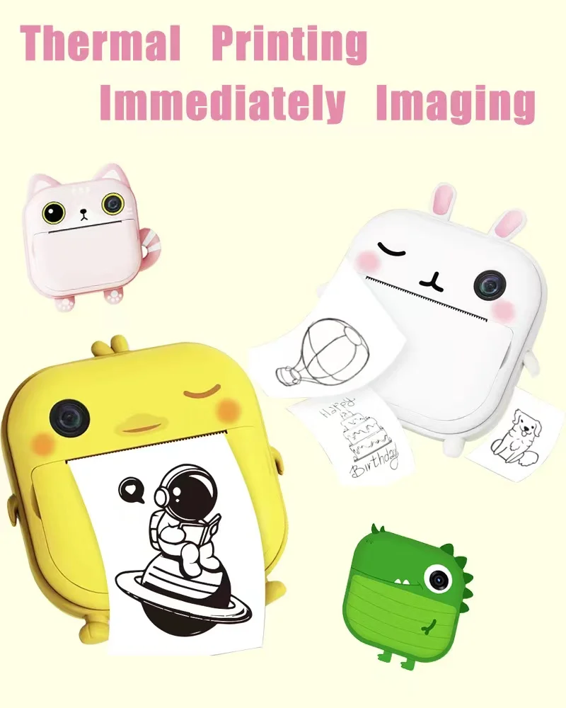 M2 Kids Instant Print Thermal Imaging Camera Child Drawing Digital Photo Toys with MicroSD for Birthday & Christmas Gift
