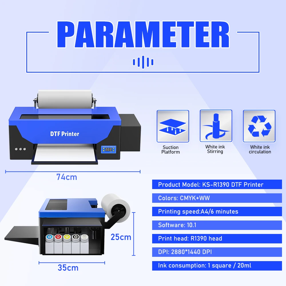 New Arrival Digital DTF Printer with R1390 Printhead with PET Film Oven