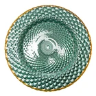 Green plates wedding decoration tableware glass floral charger plate