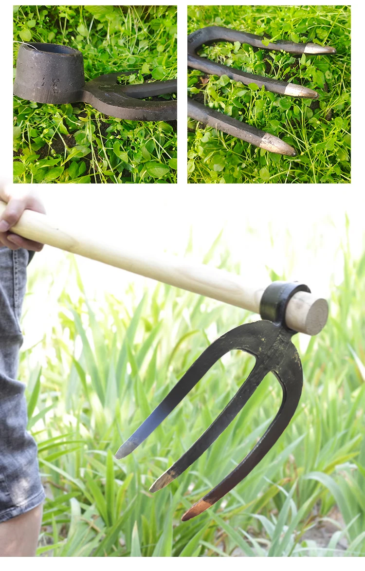 product hot sale customizable agricultural  hand tools garden  iron forged fork hoe-5