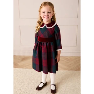 Customized OEM and ODM Elegant Soft Tartan Dress  Vintage Charm for Christmas Long Sleeves  Girls Dress Outfit