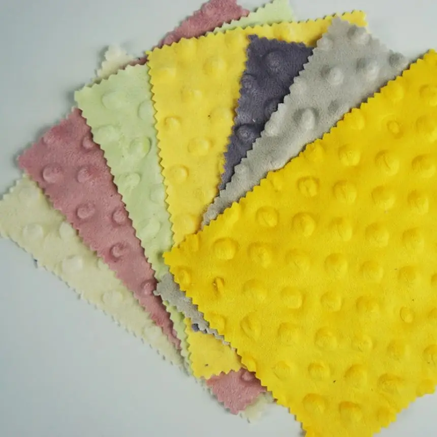 Wholesale Custom Color Design Super Soft Polyester Soft Velboa Fabric Dot Minky Fabric for Blanket
