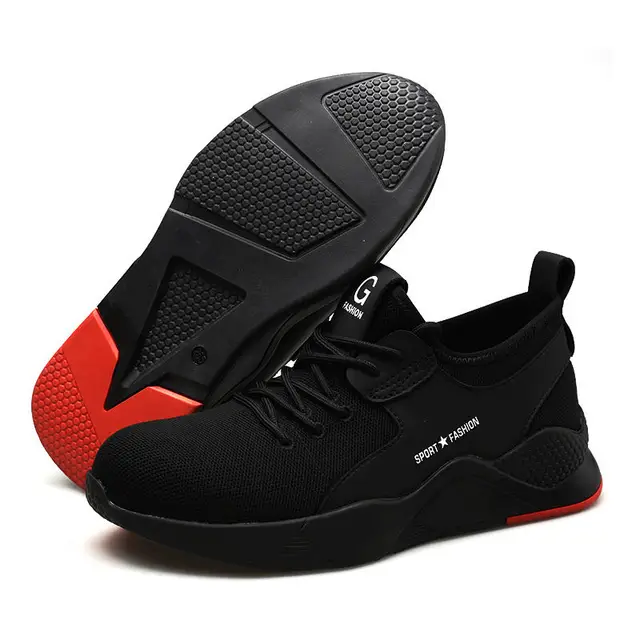 Work shoes Summer men's casual sports safety shoes Rubber soles Work safety shoes Lightweight breathable deodorant