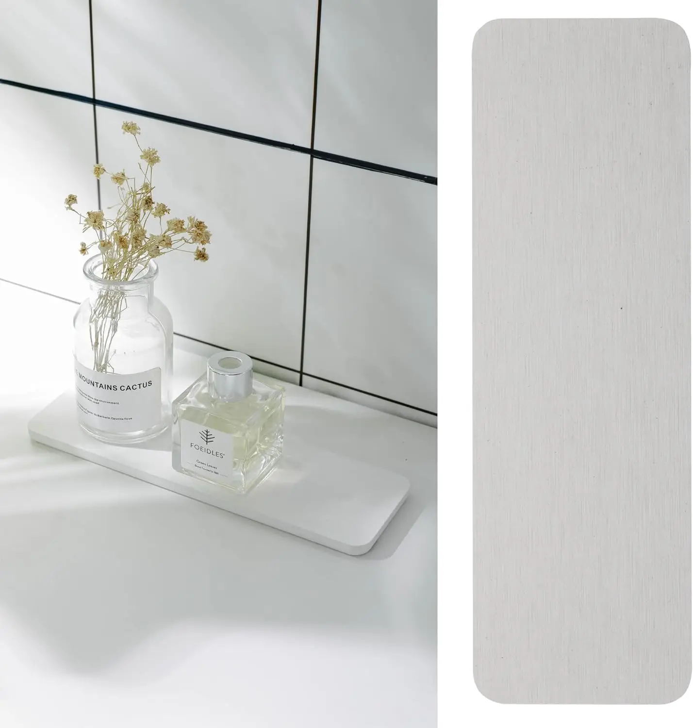 Lot de 4 dessous de verre en diatomite absorbant l'eau - Blanc - Terre de diatomée - Dessous