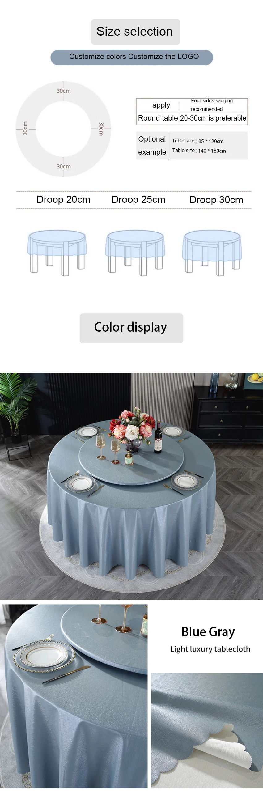 Hotel Round Tablecloth Waterproof Oil Proof Ironing And Wash Free Table