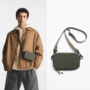 Wholesale Olive Green Fashion Rigid Men's Box Crossbody Purse Shoulder Small Side Bag for Men