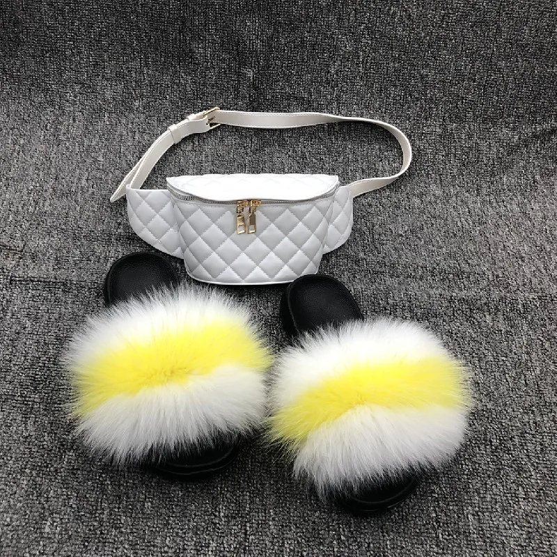 luxury fur slides