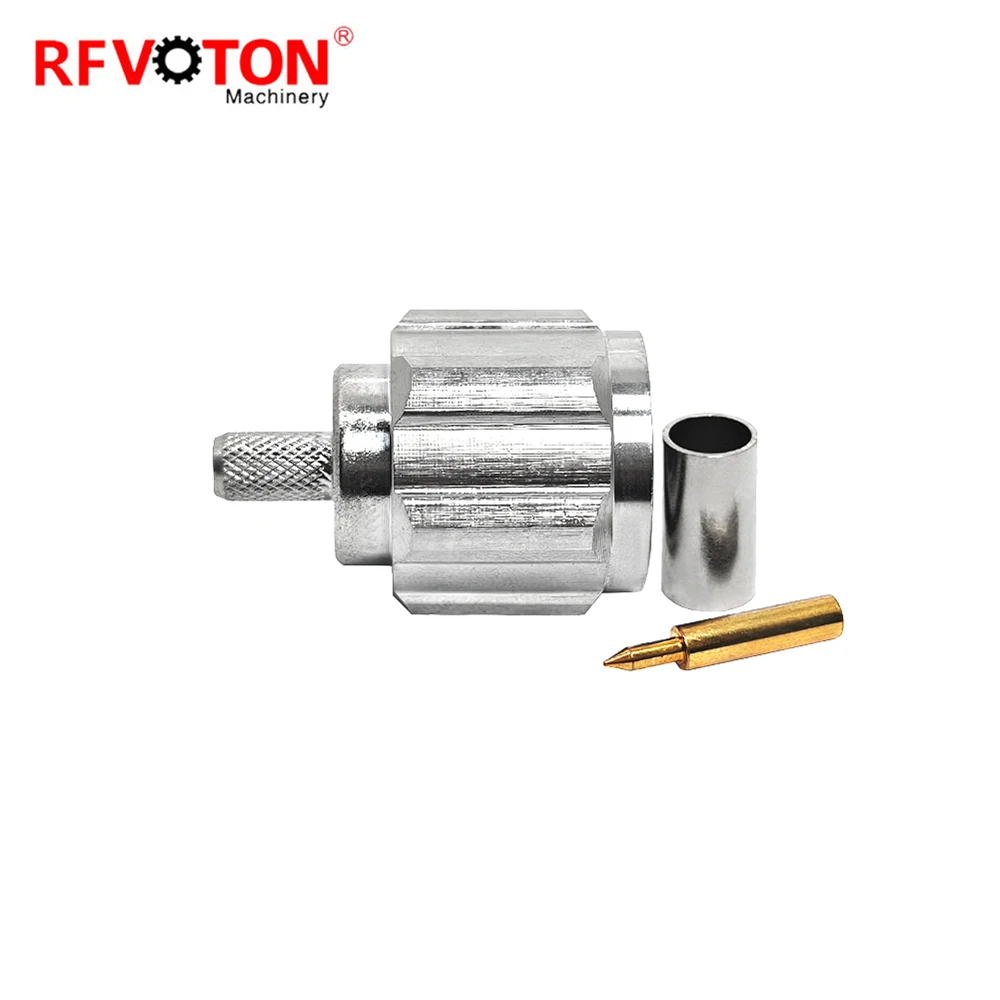 Factory Price N Male Plug Macho Crimp for RG58 Rg142 Rg223 Lmr200 Lmr195  Cable RF Connector Straight Copper Connectors in Stock