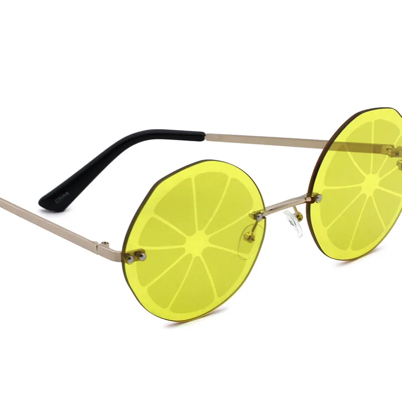 VIFF HM21445 Yellow Lemon Slices Rimless Sun Glasses Fashion Party Favor Sunglasses