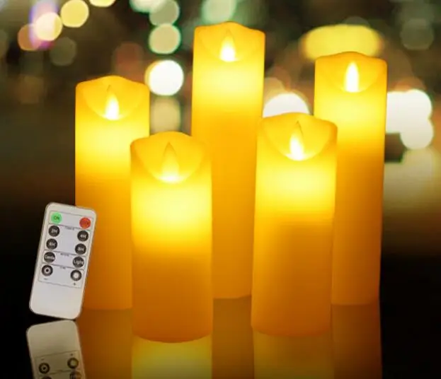 Battery Operated LED Candle Flickering 2AA Battery Flameless Candles With Timer