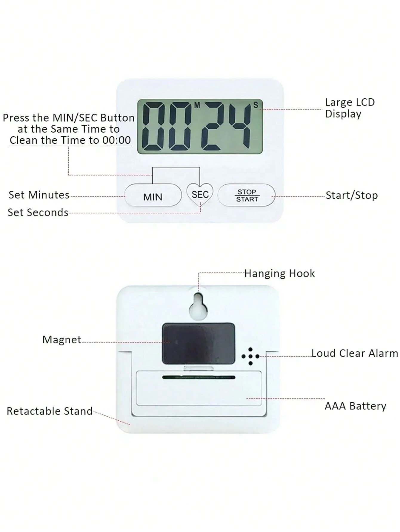 LCD Mini Kitchen Timer Cooking Alarm Clock Digital Timer Cooking Sleep Shower Study Stopwatch Count Kitchen Timer