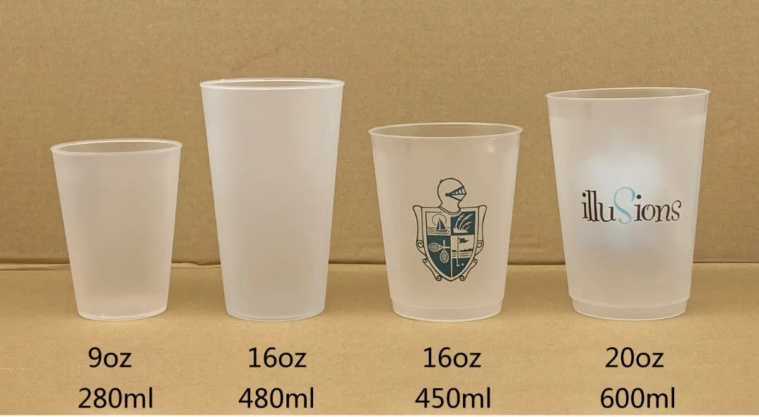 Wedding Party Use Custom Logo Printing 16oz Reusable Frosted Plastic