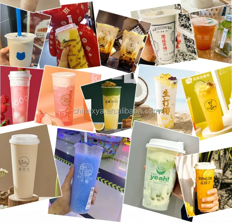 Square Shape Injection PP Plastic fruit salad cup with fork Plastic Bubble Tea Boba PP Cup with Lid details