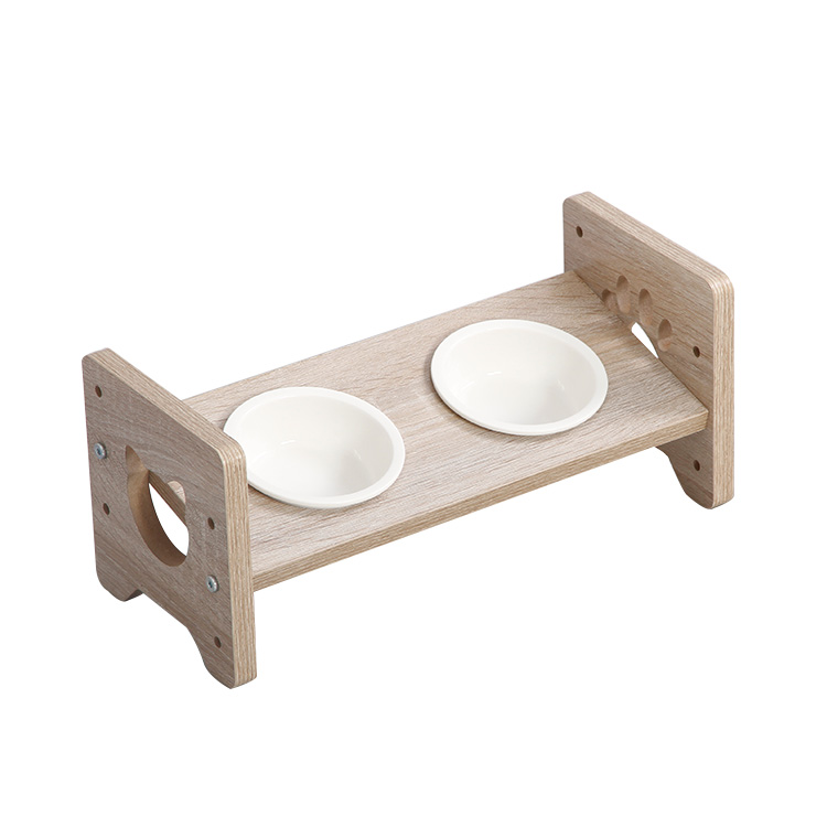Фарфоровая керамическая миска для воды с деревянной рамой и регулируемой высотой для еды для собак, кошек, домашних животных