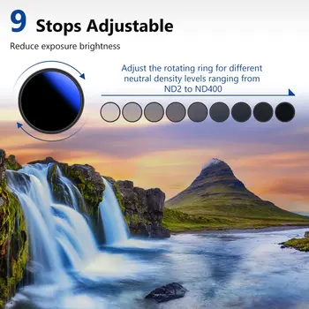 Neewer Ultra-Slim MRC ND Filter for Camera Lens Variable Neutral Density Adjustable Filter ND2 to ND400 with Multi-Layer Coating detail image