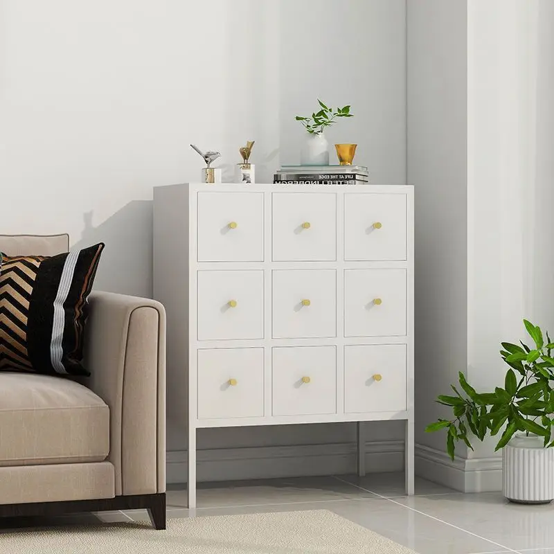 Мебель для гостиной спальни сплошной цвет большая емкость пыленепроницаемый девять ящиков тип хранения стальной шкафчик боковой Витринный Шкаф