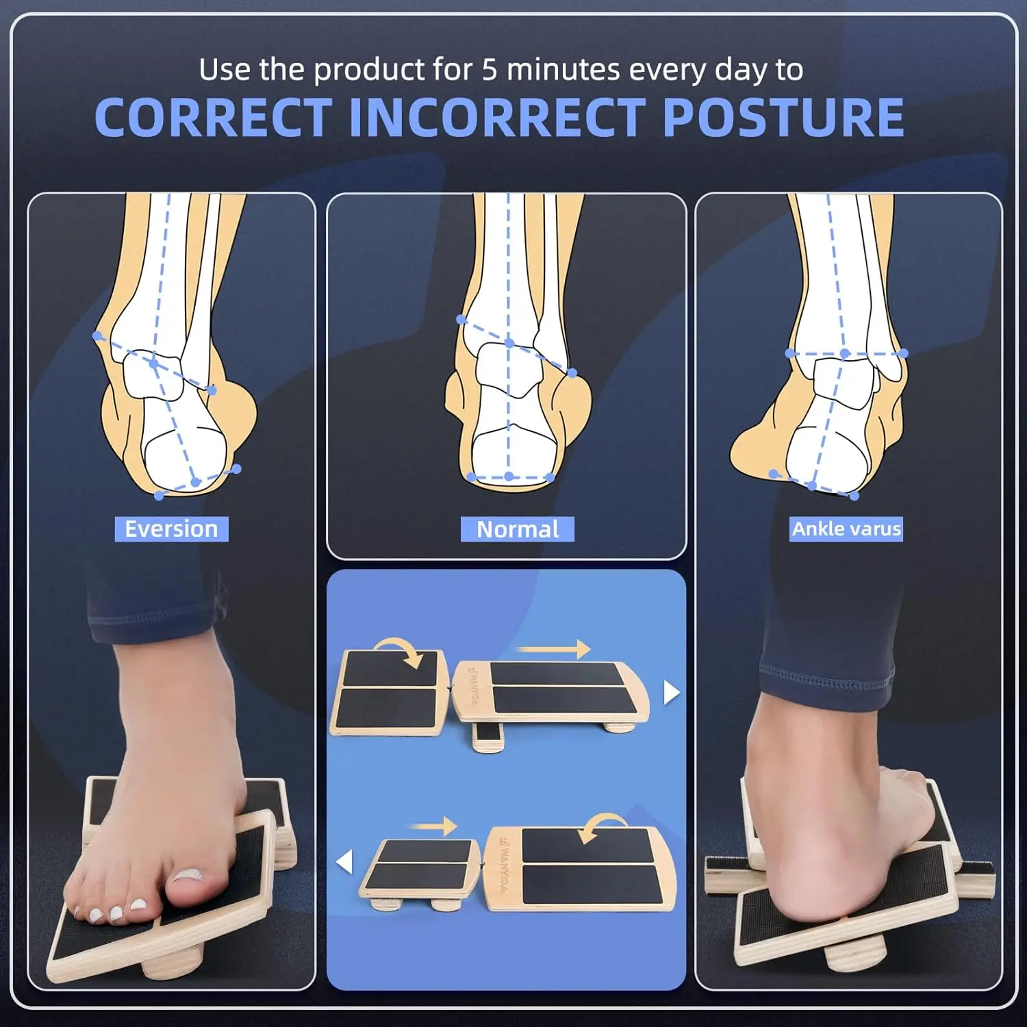 Corrector de postura de equilibrio de pies, Camilla De pie, tabla