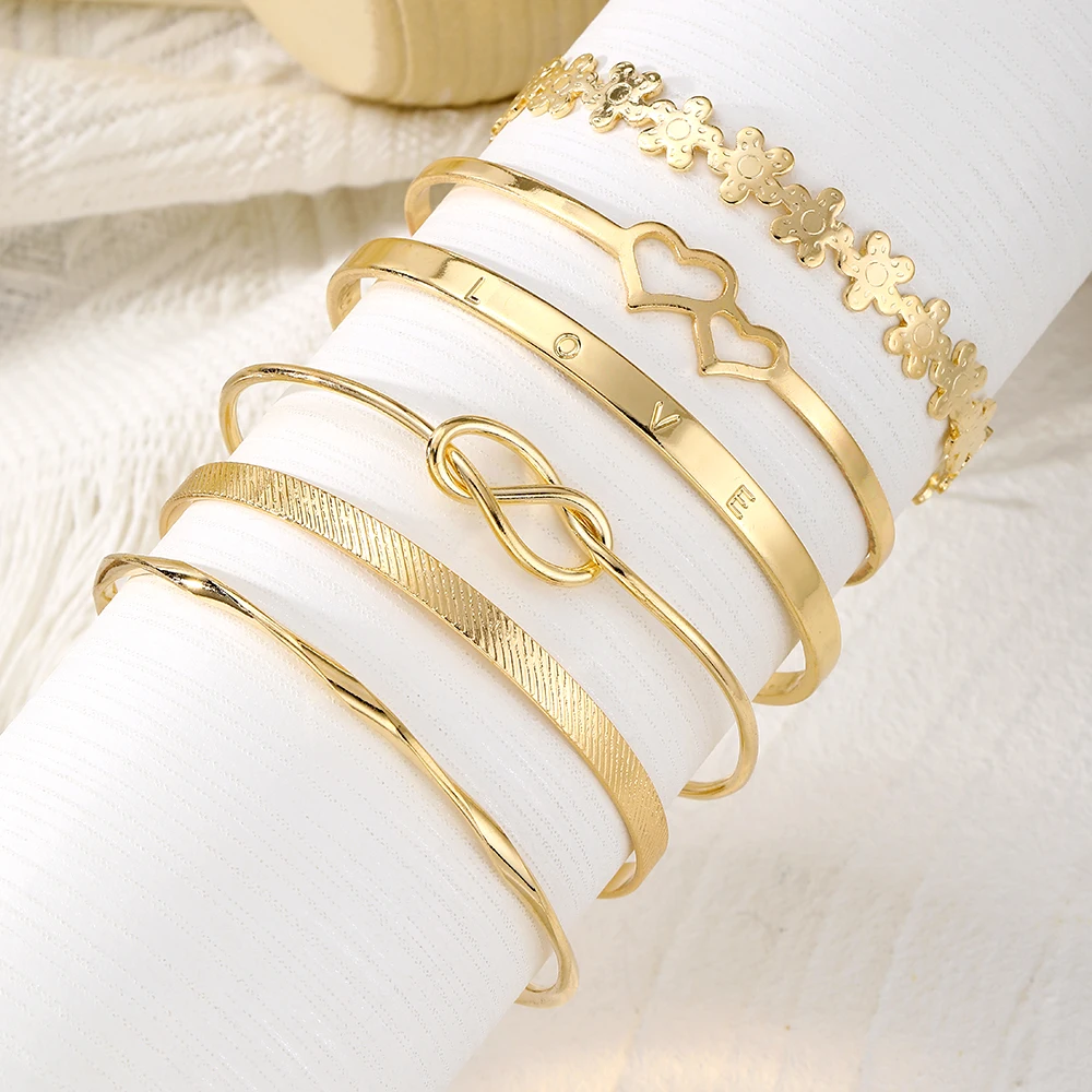 Wholesale Punk Style Gold Metal Geometric Love Letter Heart Tennis