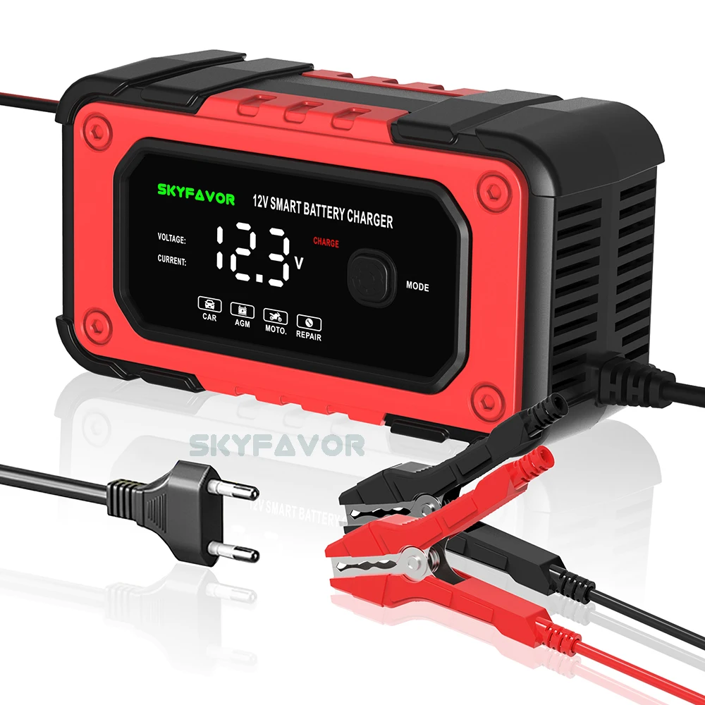 Factory price 12v 60ah battery charger 12V 6A fast agm gel arm lead acid deep cycle pulse repair automatic car battery charger