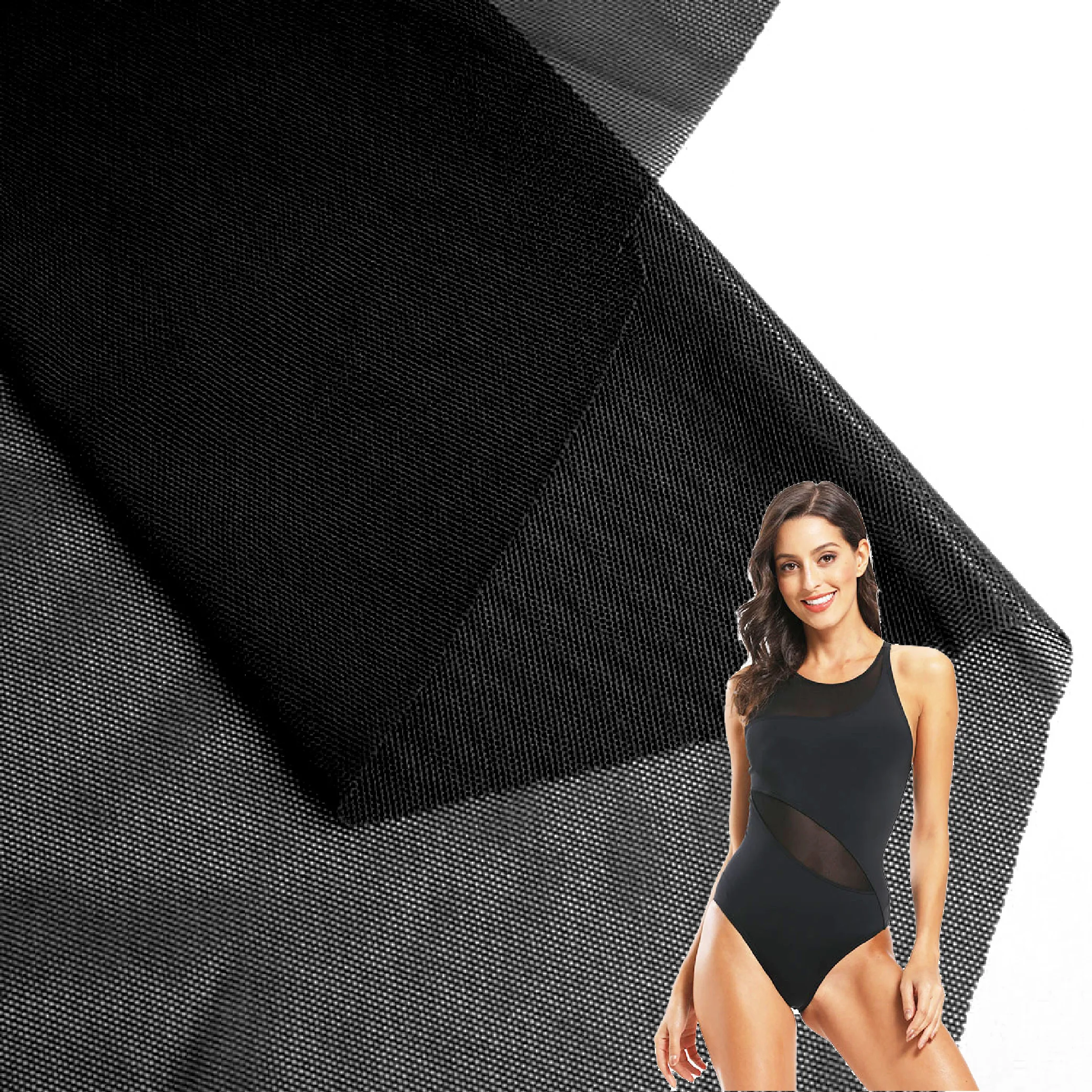 2023 Custom Print 4 Way Stretch Upf 50 Tan Through Swimsuit 80%nylon 20%spandex Swimwear Mesh Fabric