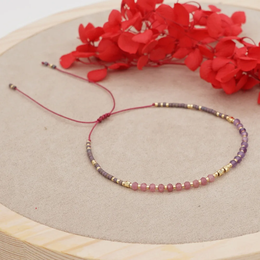 Hot Selling Miyuki Seed Beads Bracelet Simple Natural Gemstones Adjustable Bracelet Bohemian Handmade Beaded Bracelet for Women
