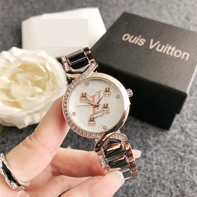 Rihui Women's Quartz Watch Stainless Steel Band Alloy Case Glass Dial Window 16mm Pattern Bracelet Decoration Same Brand Series