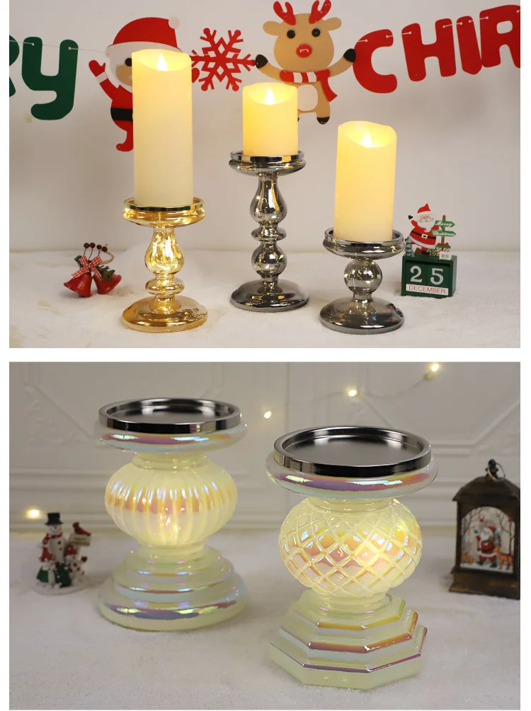 China Factory Sale Glass Stable Candle Holders For Taper  Pillar Tea Light Candles details