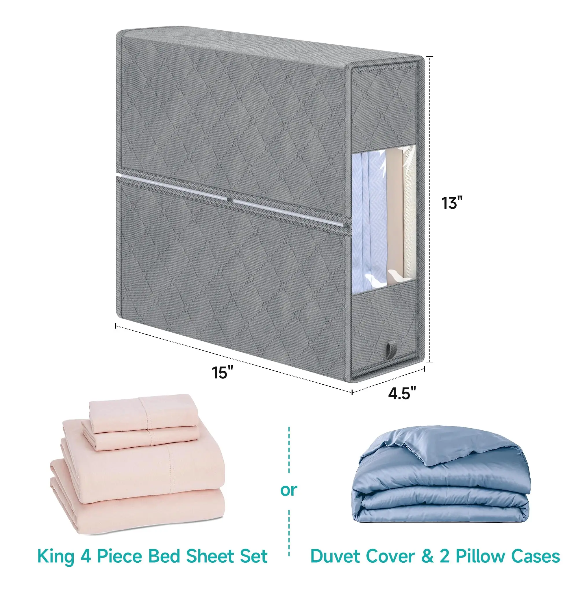Foldable Bed Sheet Organizer And Clothes Bag For Quilt Storage For
