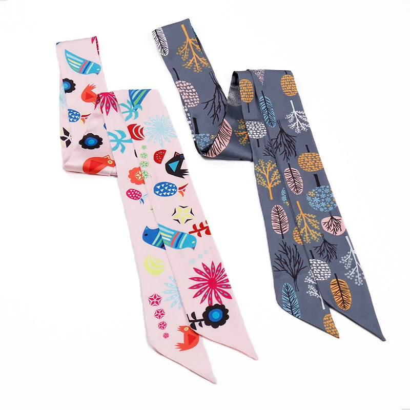 custom ribbon womens narrow silk scarves custom printed scarves
