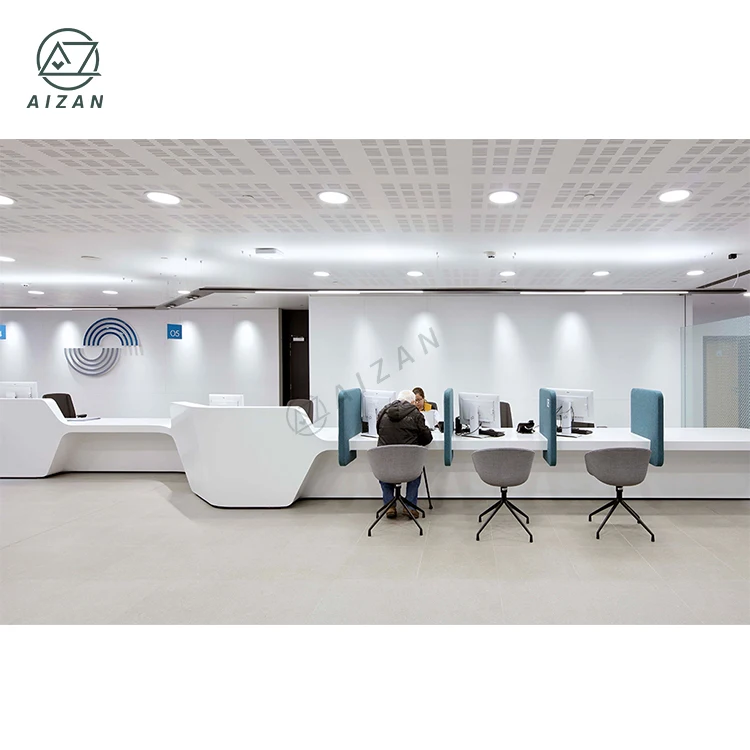 2023 New Front Desk Counter Modern White Bank Reception Desk Counter Custom Checkout Counter