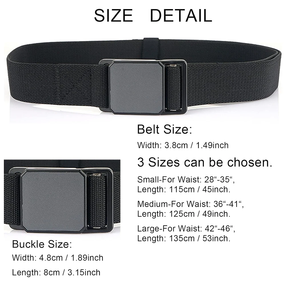 Wear-resistant Tactical Elastic Belts Men Quick Release Magnetic Buckle Stretch Webbing Heavy Duty Work Golf Belt